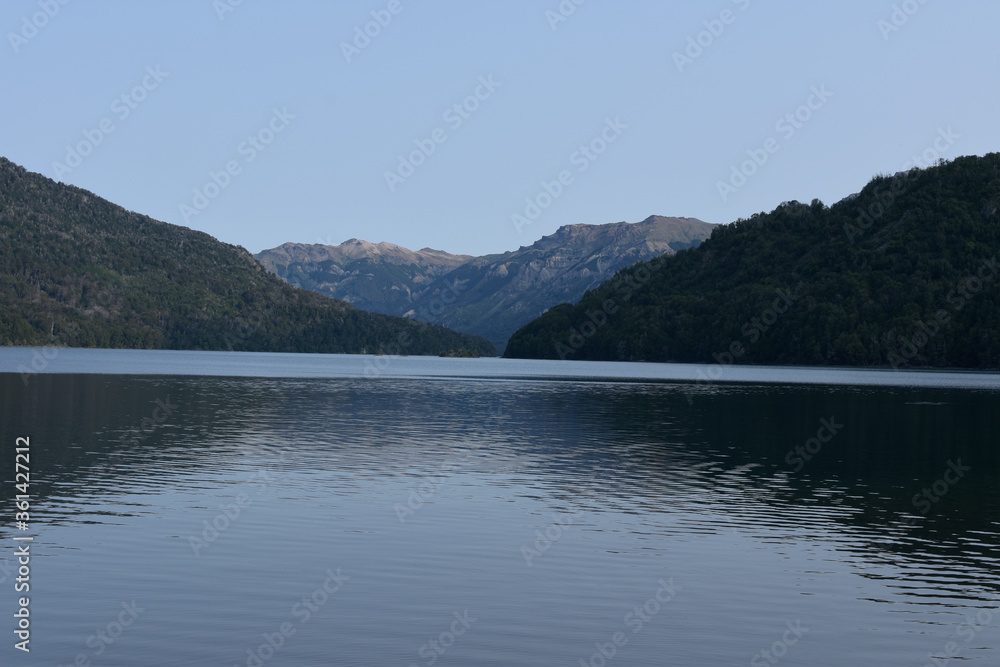 beatifull panoramic view of a lake in south of argentine