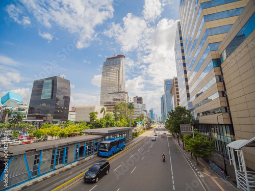 Day road traffic in the city of Jakarta. Indonesia.