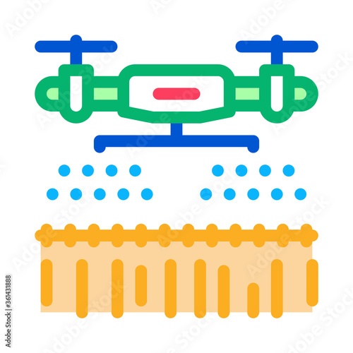 drone watering field icon vector. drone watering field sign. color symbol illustration