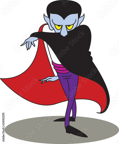 Dancing vampire posing with cape