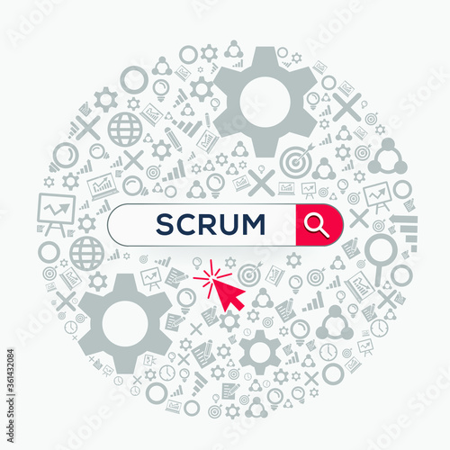 scrum  Word written in search bar  Vector illustration. 