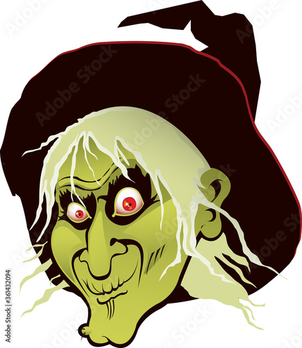Wicked witch face with eyes bugging out