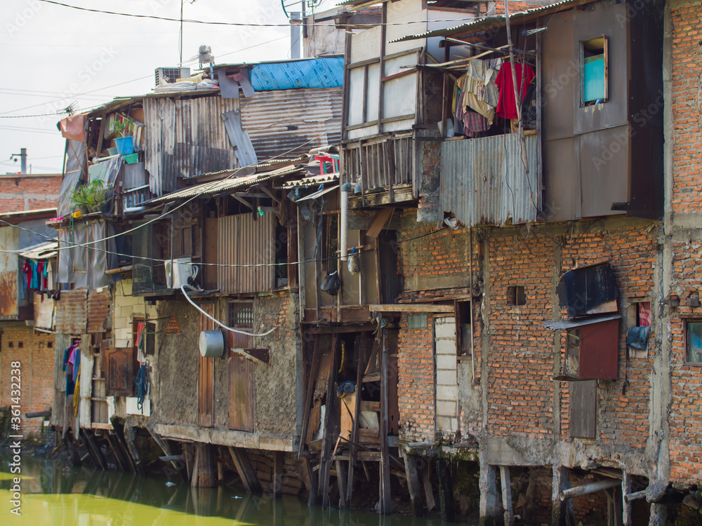 The slums of Jakarta are the capital of Indonesia.
