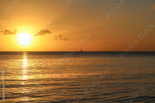 Beautiful sunset at the beach, Martinique, French Caribbean
