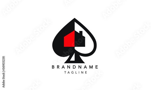 Abstract Poker Casino logo template, House design 
