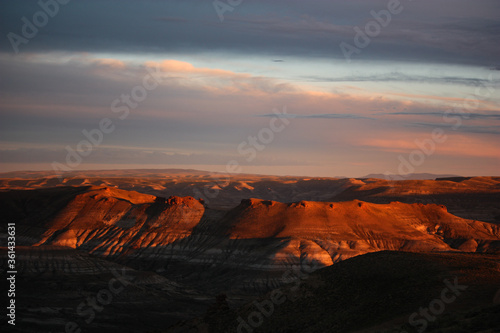 Overview of Red Desert Mountains During Sunset in Wyoming