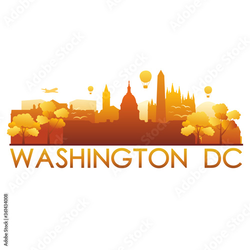 Washington DC Skyline Silhouette Gradient Vector City Design.