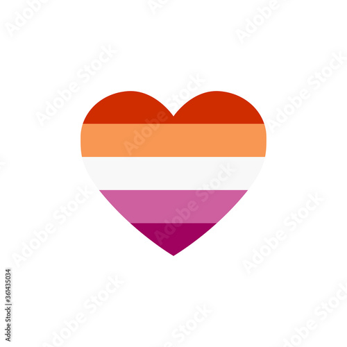 lesbian flag heart, LGBTQ community flag, vector color illustration