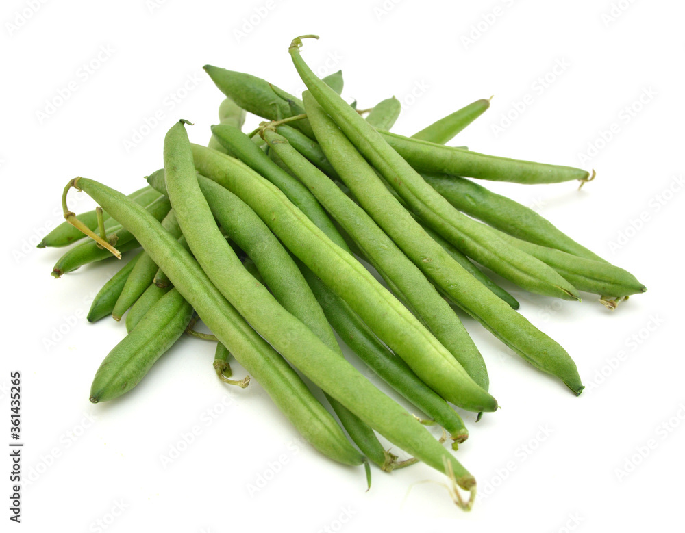 green beans on a white background green beans on a white background