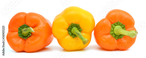 fresh pepper vegetables isolated on white background