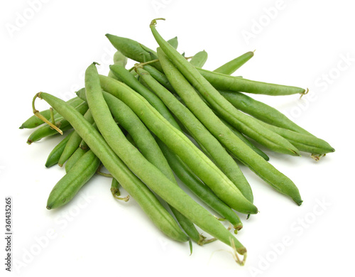 green beans on a white background