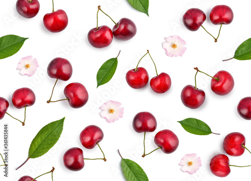 Seamless pattern with cherry berries