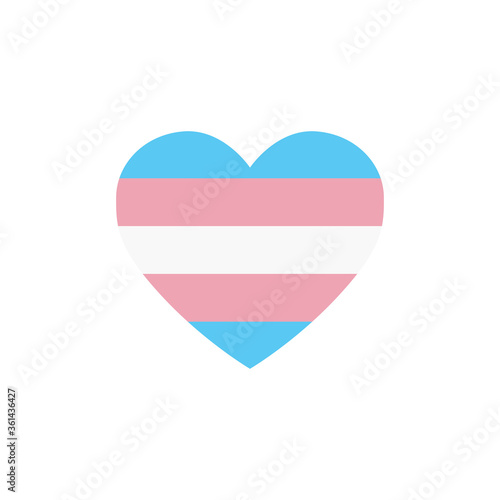 transgender flag heart, LGBTQ community flag, vector color illustration