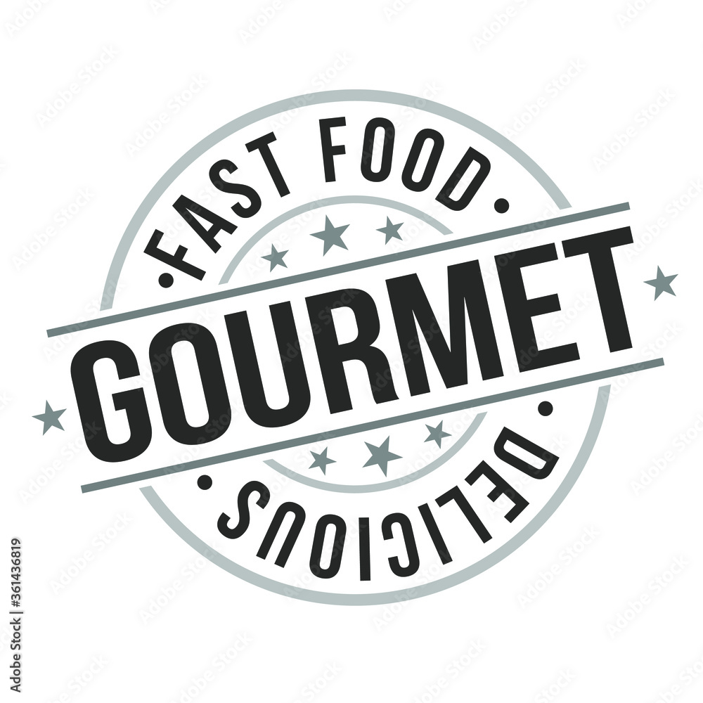 Fast Food Gourmet Certified Original Stamp Design Vector Art.