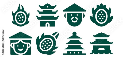 Modern Simple Set of dragon Vector filled Icons