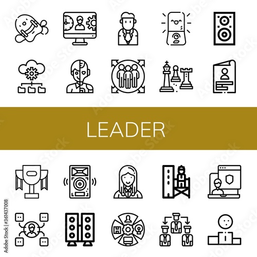 leader simple icons set