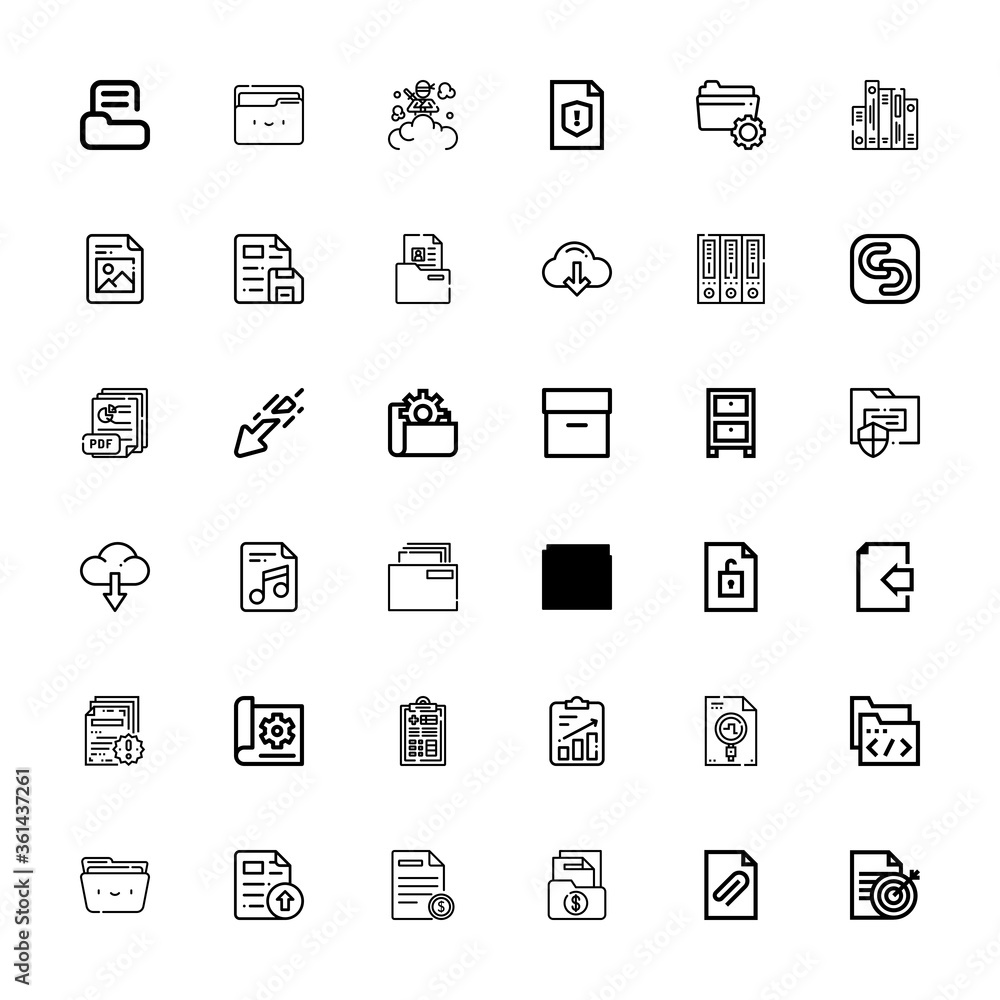 Editable 36 archive icons for web and mobile