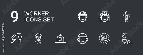 Editable 9 worker icons for web and mobile