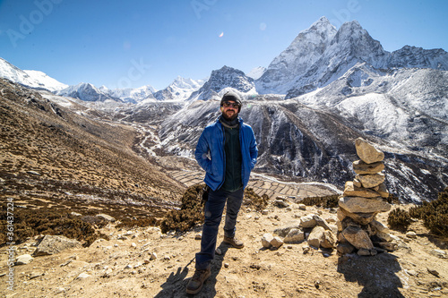 White young male hiker in the Himalayas © Nifecam