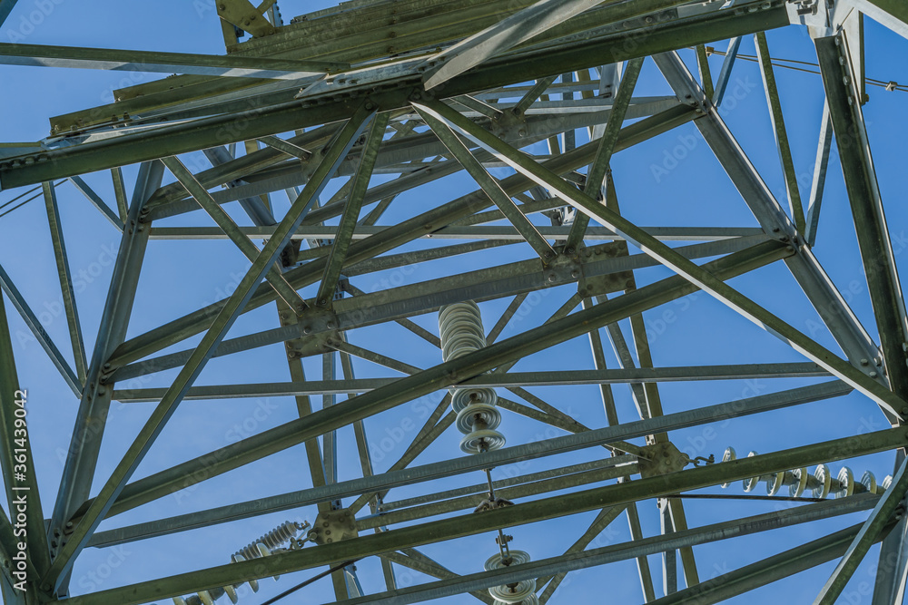 Looking through electrical tower