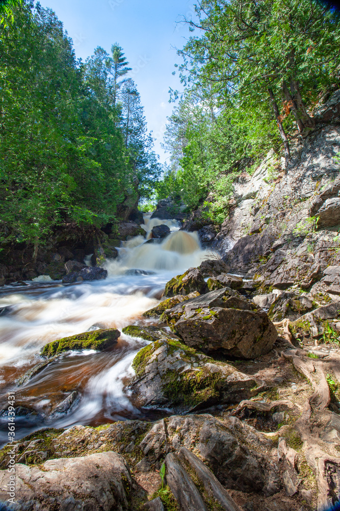 Long Slide Falls, County, Wisconsin June 2020 on the North Branch Pemebonwon River