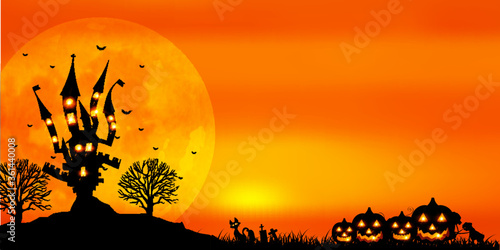 ハロウィン　かぼちゃ　城　背景