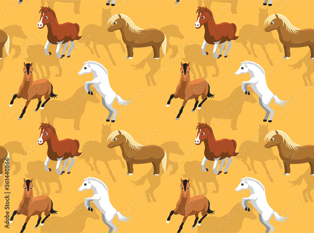 Various Horse Species Vector Seamless Background Wallpaper-01