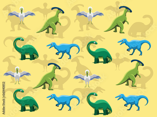 Various Dinosaur Species Vector Seamless Background Wallpaper-01