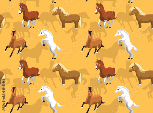 Various Horse Species Vector Seamless Background Wallpaper-01