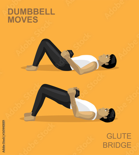 Glute Bridge Dumbbell Moves Manga Gym Set Illustration