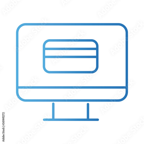 credit card with desktop payment online gradient style