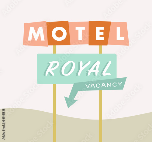 Mid-Century Highway Motel Sign Vector