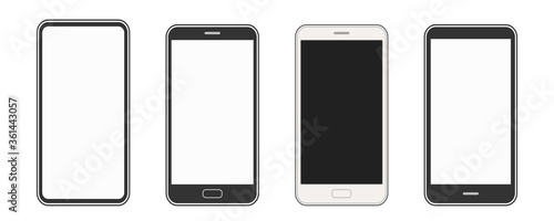 シンプルなスマートフォンのイラスト_セット