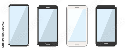 シンプルなスマートフォンのイラスト_セット