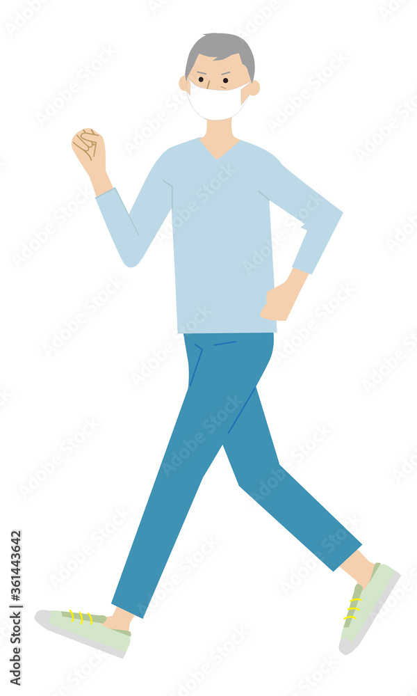 Illustration of an old man running
