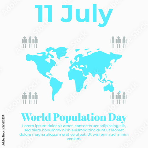 Illustration  Poster Or banner Of World Population day. July 11 - world population day. Vector illustration of a Text Space Background for World Population Day.