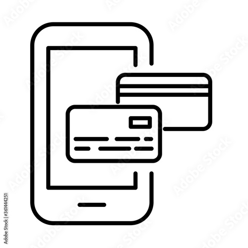 credit card and smartphone payment online line degradient style