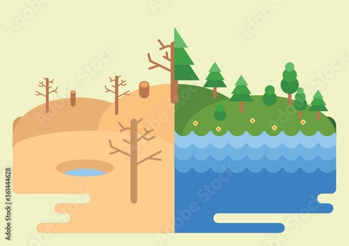 Afforestationanddeforestationconcept
