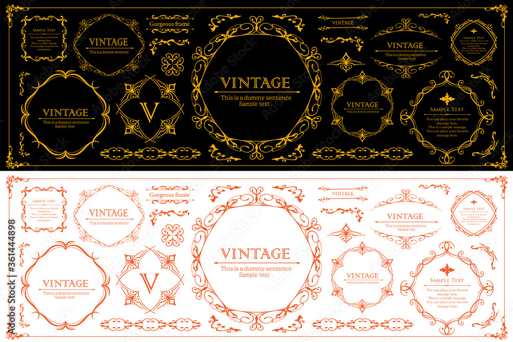 ハロウィンのフレーム素材、10月、アンティークな装飾、ビンテージな模様、植物のツタ