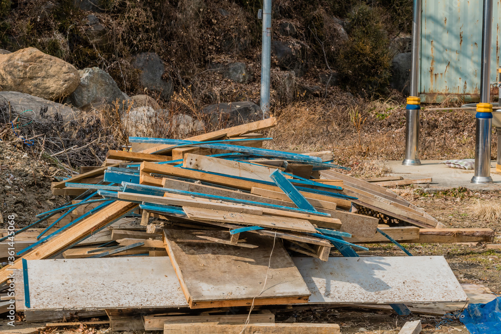 Pile of discarded pieces of wood