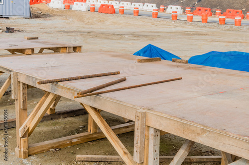 Work tables at construction site