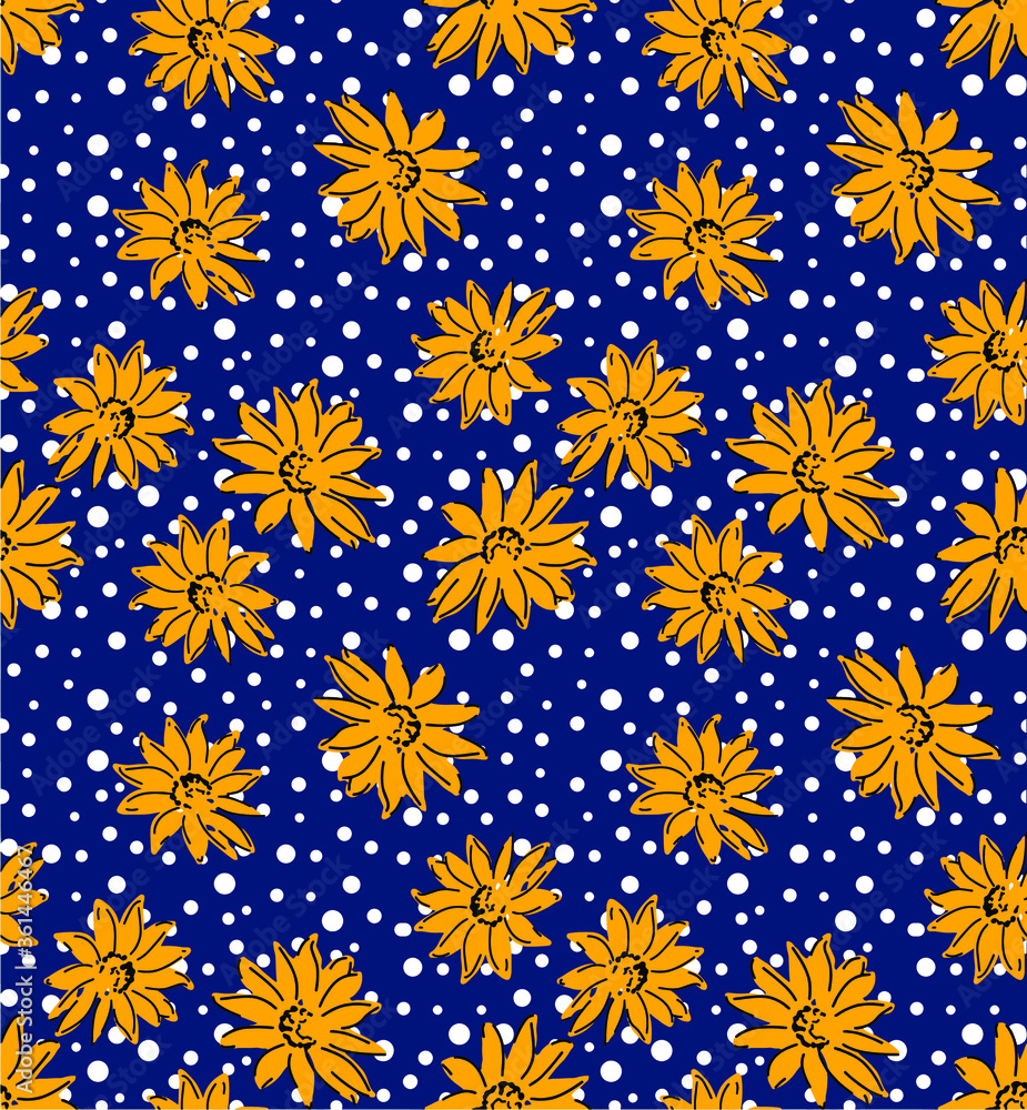 seamless flower pattern, floral print, polka dot background. seamless flower pattern, floral print, polka dot background.