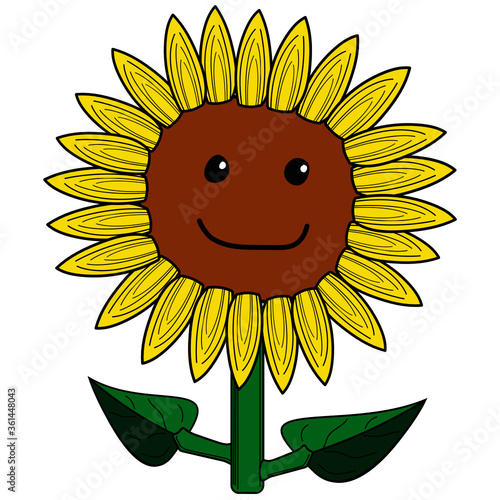 Cute Sunflower with Smiley Face