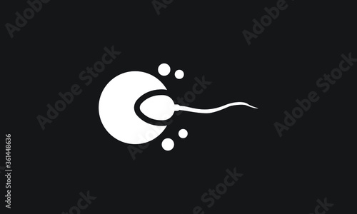 Sperm fertilizing egg cell icon. Simple element illustration.