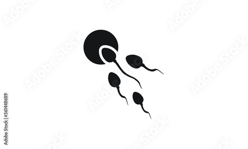 Sperm fertilizing egg cell icon. Simple element illustration.
