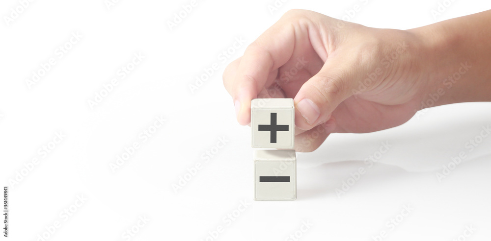 Concept creative idea and innovation. Cube block in hand Concept creative idea and innovation. Cube block in hand