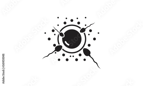 Sperm icon fertilizing egg cell. Logo drawn in flat style. photo