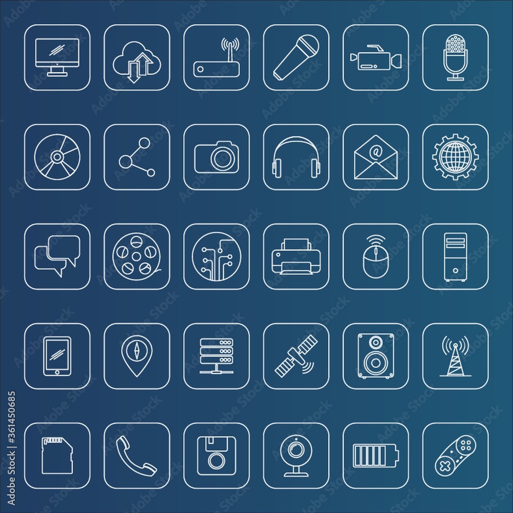 Collection of technology icons Collection of technology icons