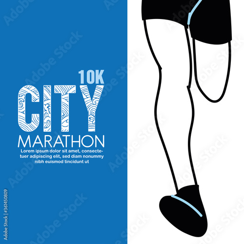 legs running and 10k city marathon vector design