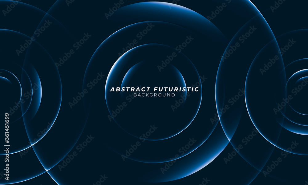 Graphic blue circles seamless pattern. Abstract futuristic art wallpaper. Vector illustration.